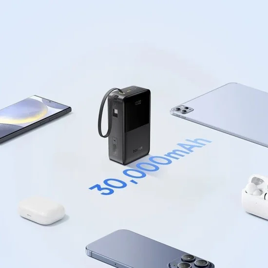 Baseus EnerFill FC51 Bipow2 Pro Digital Display Power Bank with Built-in Cable 30000mAh 22.5W - Cosmic Black